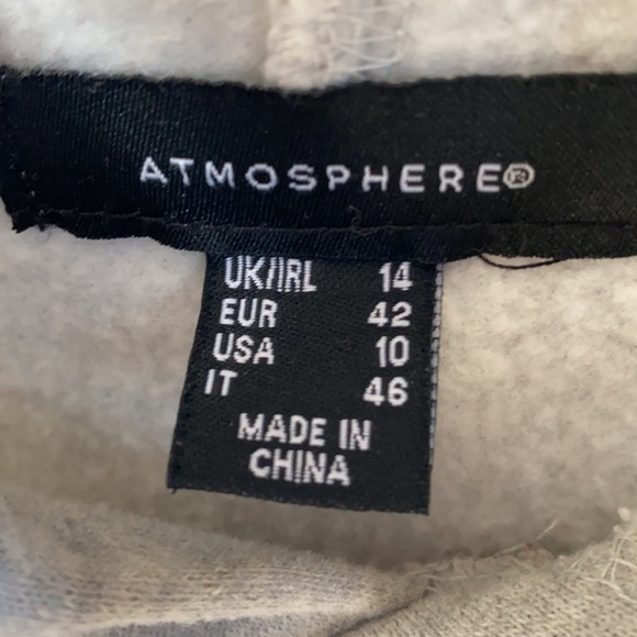 Atmosphere gray long sleeve hoodie sweatshirt with bottom side zippers, Size 10 - Picture 2 of 8